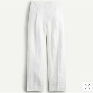 J Crew High Rise Pleated Linen Blend Wide Leg Pant